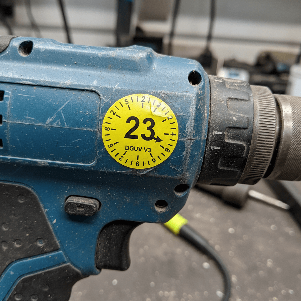 Prüfplakette auf Elektrogerät